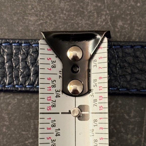 Women L.L. Bean Leather Belt 30 Blue Pebbled Full Grain Brass Buckle-Excellent - Picture 7 of 7